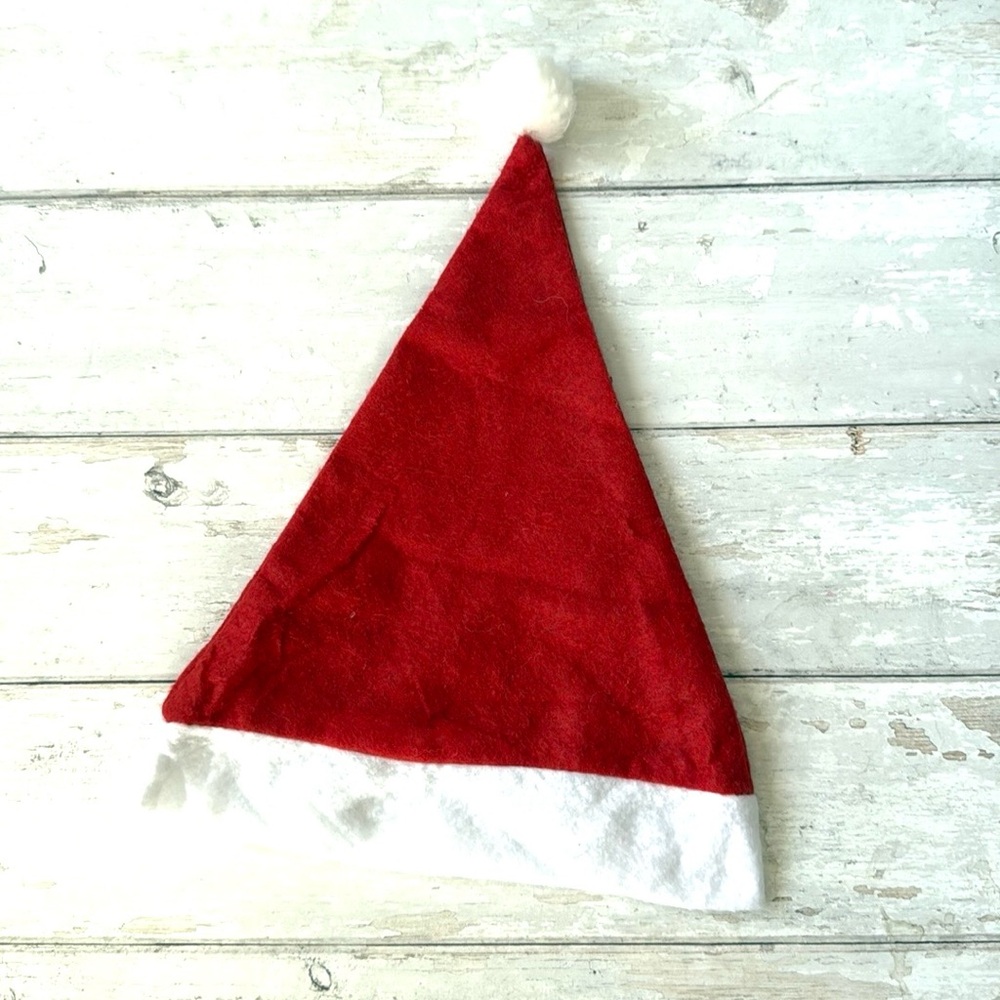 Santa Hat Christmas Holiday Fun Costume Cap Red White Pom Pom